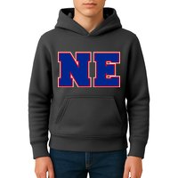 NE New England Massachusetts College Letters Football Fan Block Letters Kids Hoodie