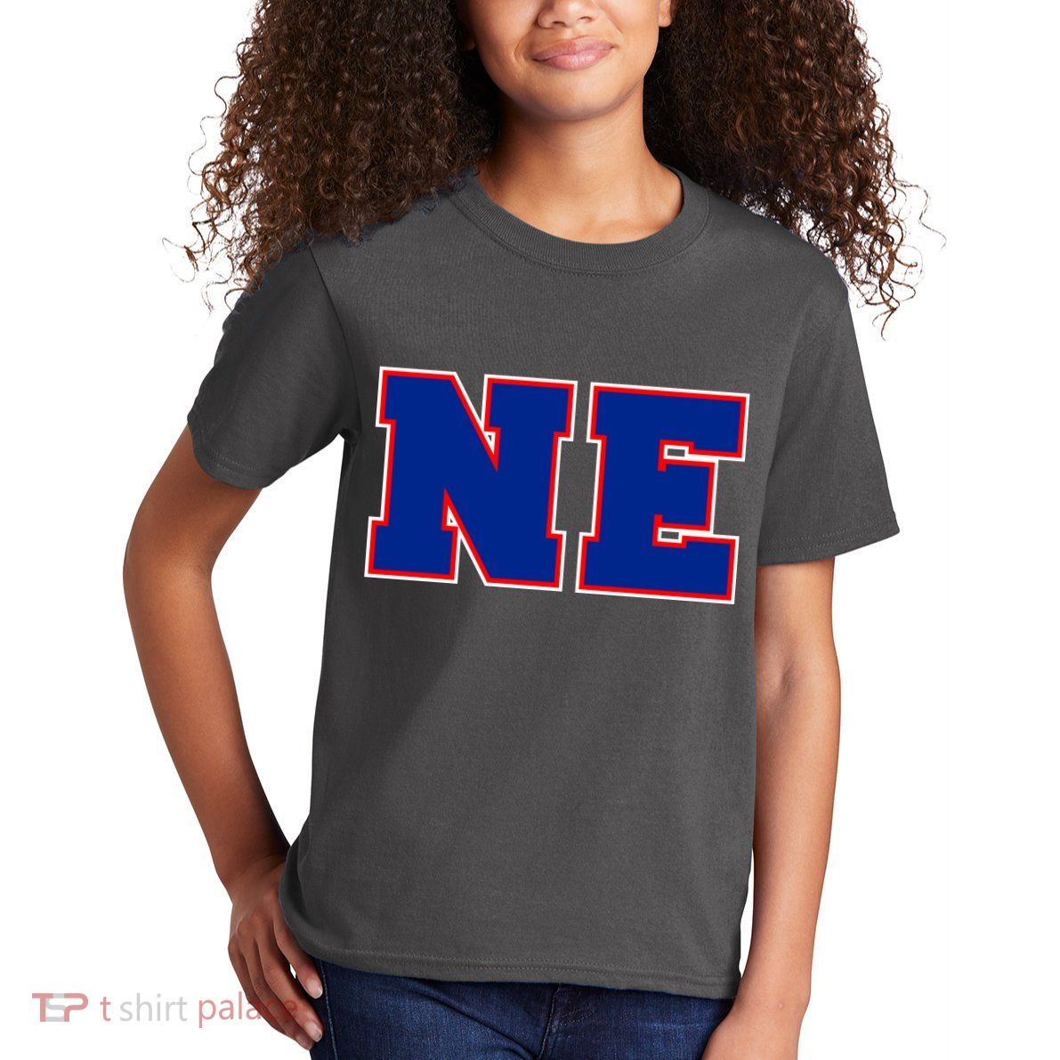 NE New England Massachusetts College Letters Football Fan Block Letters Kids T-Shirt