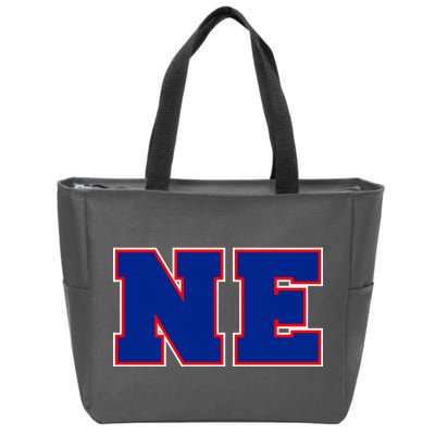 NE New England Massachusetts College Letters Football Fan Block Letters Zip Tote Bag