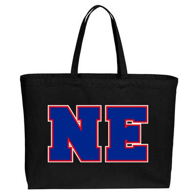 NE New England Massachusetts College Letters Football Fan Block Letters Cotton Canvas Jumbo Tote