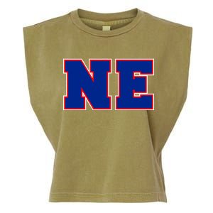 NE New England Massachusetts College Letters Football Fan Block Letters Garment-Dyed Women's Muscle Tee