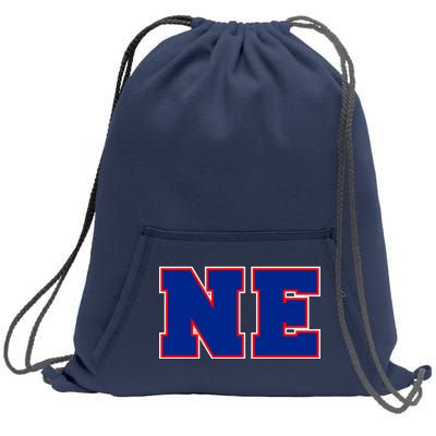 NE New England Massachusetts College Letters Football Fan Block Letters Sweatshirt Cinch Pack Bag