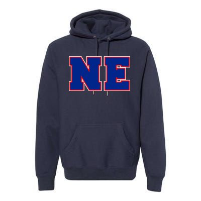 NE New England Massachusetts College Letters Football Fan Block Letters Premium Hoodie