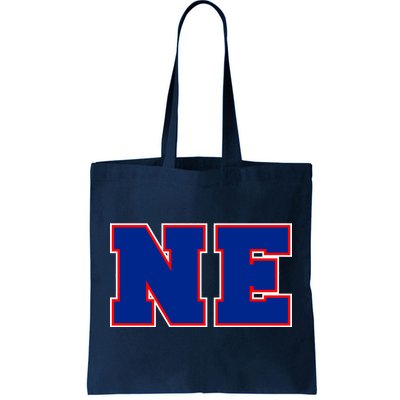 NE New England Massachusetts College Letters Football Fan Block Letters Tote Bag