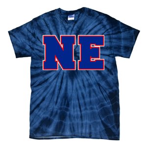 NE New England Massachusetts College Letters Football Fan Block Letters Tie-Dye T-Shirt