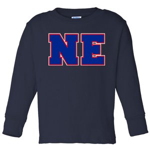 NE New England Massachusetts College Letters Football Fan Block Letters Toddler Long Sleeve Shirt