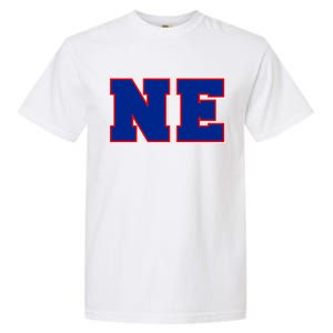 NE New England Massachusetts College Letters Football Fan Block Letters Garment-Dyed Heavyweight T-Shirt