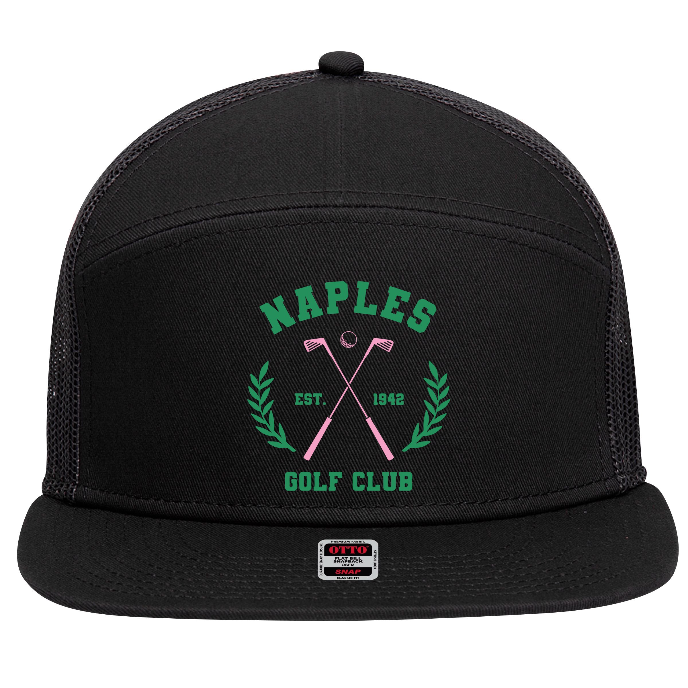 Naples Est. 1942 Golf Clup 7 Panel Mesh Trucker Snapback Hat