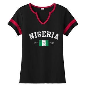 Nigeria Est. 1960 Nigerian Flag Independence Day Ladies Halftime Notch Neck Tee