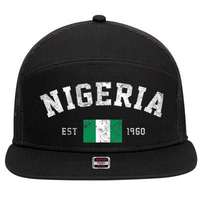 Nigeria Est. 1960 Nigerian Flag Independence Day 7 Panel Mesh Trucker Snapback Hat