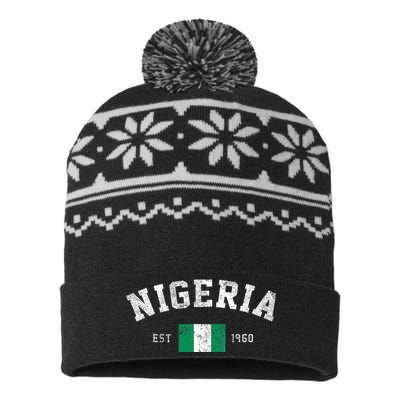 Nigeria Est. 1960 Nigerian Flag Independence Day USA-Made Snowflake Beanie