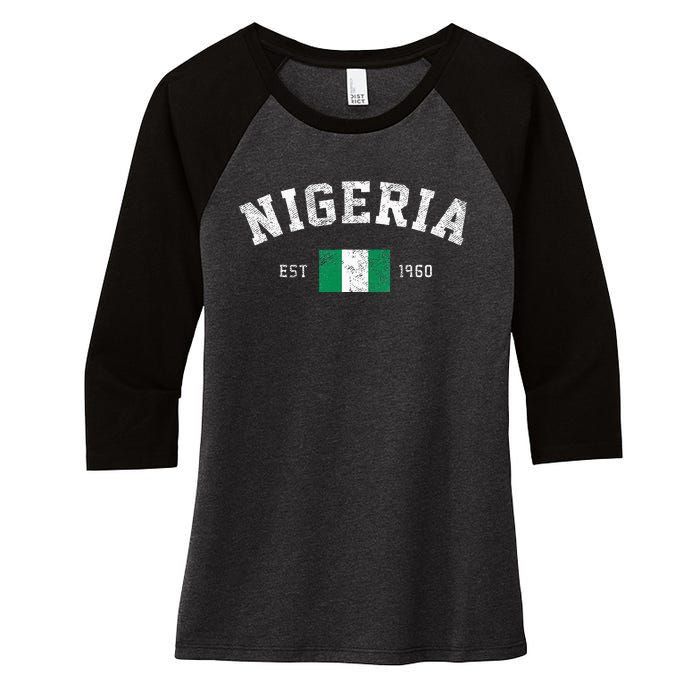 Nigeria Est. 1960 Nigerian Flag Independence Day Women's Tri-Blend 3/4-Sleeve Raglan Shirt