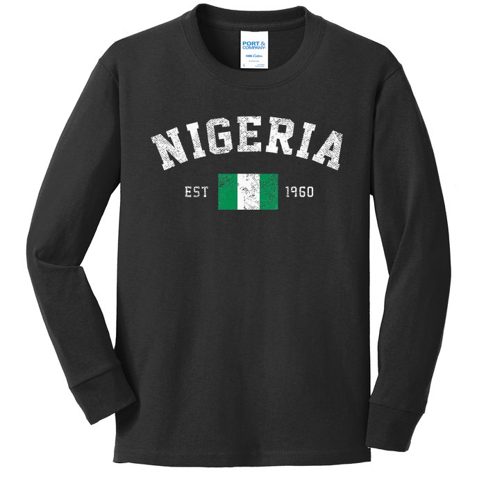 Nigeria Est. 1960 Nigerian Flag Independence Day Kids Long Sleeve Shirt