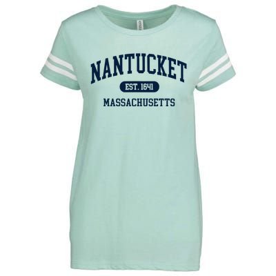 Nantucket Est 1641 Massachusetts Ma Enza Ladies Jersey Football T-Shirt