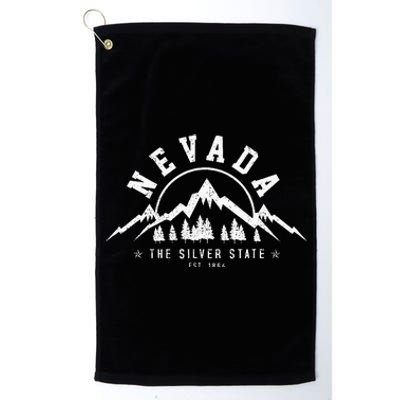 Nevada Est. 1864 Vintage Mountains Nature Outdoor Gift Platinum Collection Golf Towel