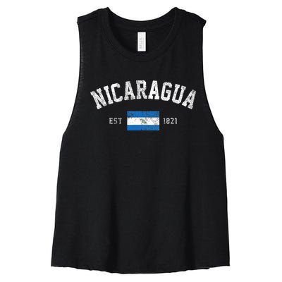 Nicaragua Est. 1821 Nicaraguan Flag Independence Day Women's Racerback Cropped Tank