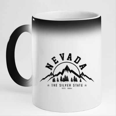 Nevada Est. 1864 Vintage Mountains Nature Outdoor Gift 11oz Black Color Changing Mug