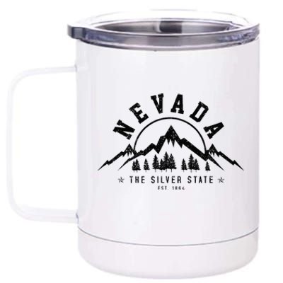 Nevada Est. 1864 Vintage Mountains Nature Outdoor Gift 12 oz Stainless Steel Tumbler Cup