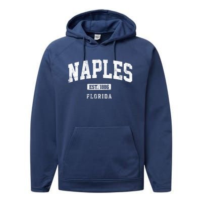 Naples Est 1886 Florida Retro Vintage Performance Fleece Hoodie