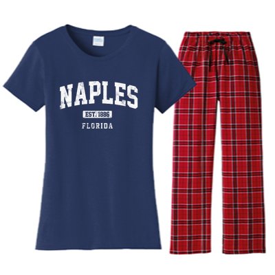 Naples Est 1886 Florida Retro Vintage Women's Flannel Pajama Set