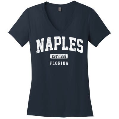 Naples Est 1886 Florida Retro Vintage Women's V-Neck T-Shirt