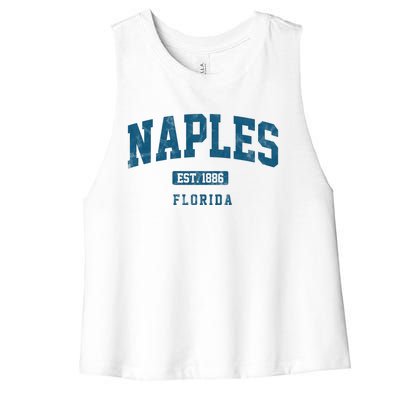 Naples Est 1886 Florida Retro Vintage Women's Racerback Cropped Tank