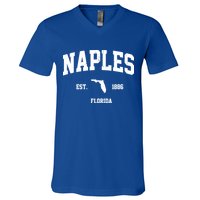 Naples Est 1886 Florida State Pride Retro V-Neck T-Shirt