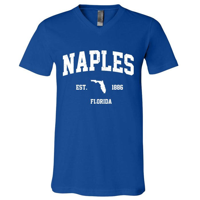 Naples Est 1886 Florida State Pride Retro V-Neck T-Shirt