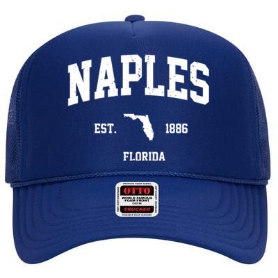 Naples Est 1886 Florida State Pride Retro High Crown Mesh Back Trucker Hat