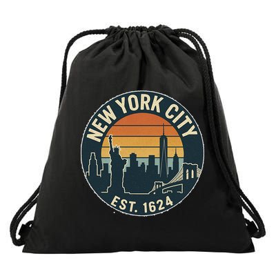 NYC Est 1624 Vintage Style Drawstring Bag
