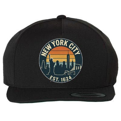 NYC Est 1624 Vintage Style Wool Snapback Cap