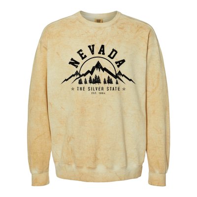 Nevada Est. 1864 Vintage Mountains Nature Outdoor Gift Colorblast Crewneck Sweatshirt