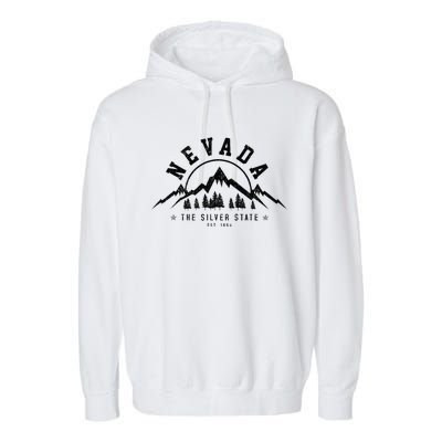 Nevada Est. 1864 Vintage Mountains Nature Outdoor Gift Garment-Dyed Fleece Hoodie