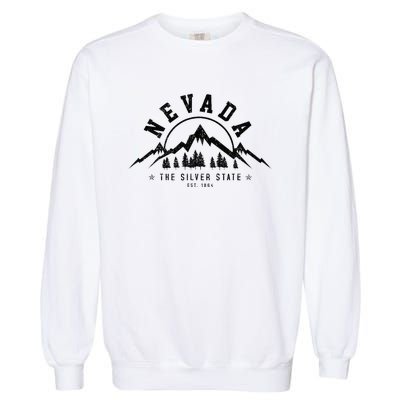 Nevada Est. 1864 Vintage Mountains Nature Outdoor Gift Garment-Dyed Sweatshirt