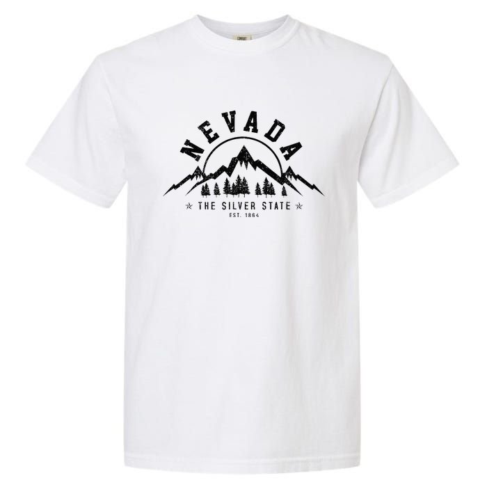 Nevada Est. 1864 Vintage Mountains Nature Outdoor Gift Garment-Dyed Heavyweight T-Shirt