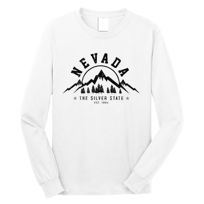 Nevada Est. 1864 Vintage Mountains Nature Outdoor Gift Long Sleeve Shirt