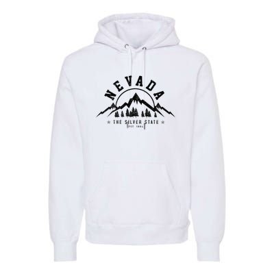 Nevada Est. 1864 Vintage Mountains Nature Outdoor Gift Premium Hoodie