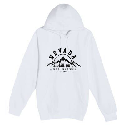 Nevada Est. 1864 Vintage Mountains Nature Outdoor Gift Premium Pullover Hoodie