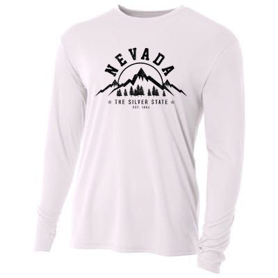 Nevada Est. 1864 Vintage Mountains Nature Outdoor Gift Cooling Performance Long Sleeve Crew