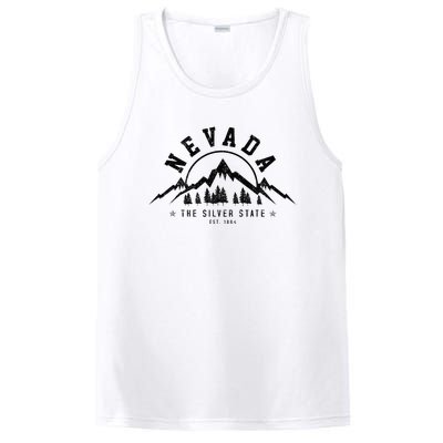 Nevada Est. 1864 Vintage Mountains Nature Outdoor Gift PosiCharge Competitor Tank