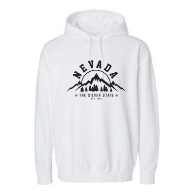 Nevada Est 1864 Vintage Mountains Nature Outdoor Gift Garment-Dyed Fleece Hoodie