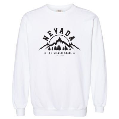 Nevada Est 1864 Vintage Mountains Nature Outdoor Gift Garment-Dyed Sweatshirt