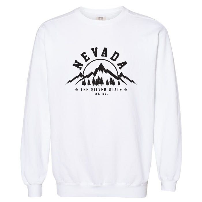 Nevada Est 1864 Vintage Mountains Nature Outdoor Gift Garment-Dyed Sweatshirt