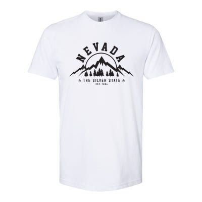 Nevada Est 1864 Vintage Mountains Nature Outdoor Gift Softstyle CVC T-Shirt