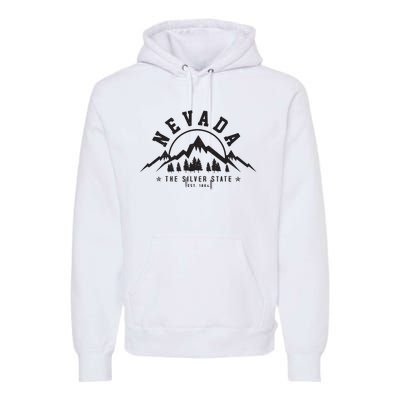 Nevada Est 1864 Vintage Mountains Nature Outdoor Gift Premium Hoodie