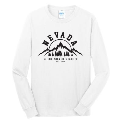 Nevada Est 1864 Vintage Mountains Nature Outdoor Gift Tall Long Sleeve T-Shirt