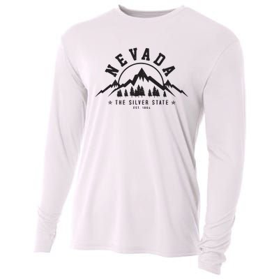 Nevada Est 1864 Vintage Mountains Nature Outdoor Gift Cooling Performance Long Sleeve Crew