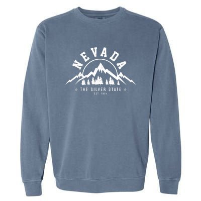 Nevada Est 1864 Vintage Mountains Nature Outdoor Gift Garment-Dyed Sweatshirt