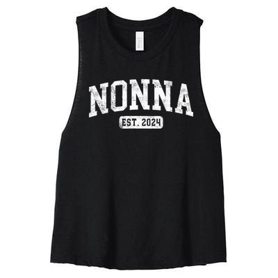 Nonna Est 2024 Promoted To Nonna Announcet Women's Racerback Cropped Tank