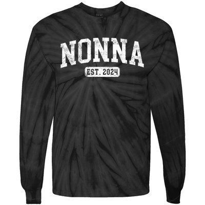 Nonna Est 2024 Promoted To Nonna Announcet Tie-Dye Long Sleeve Shirt